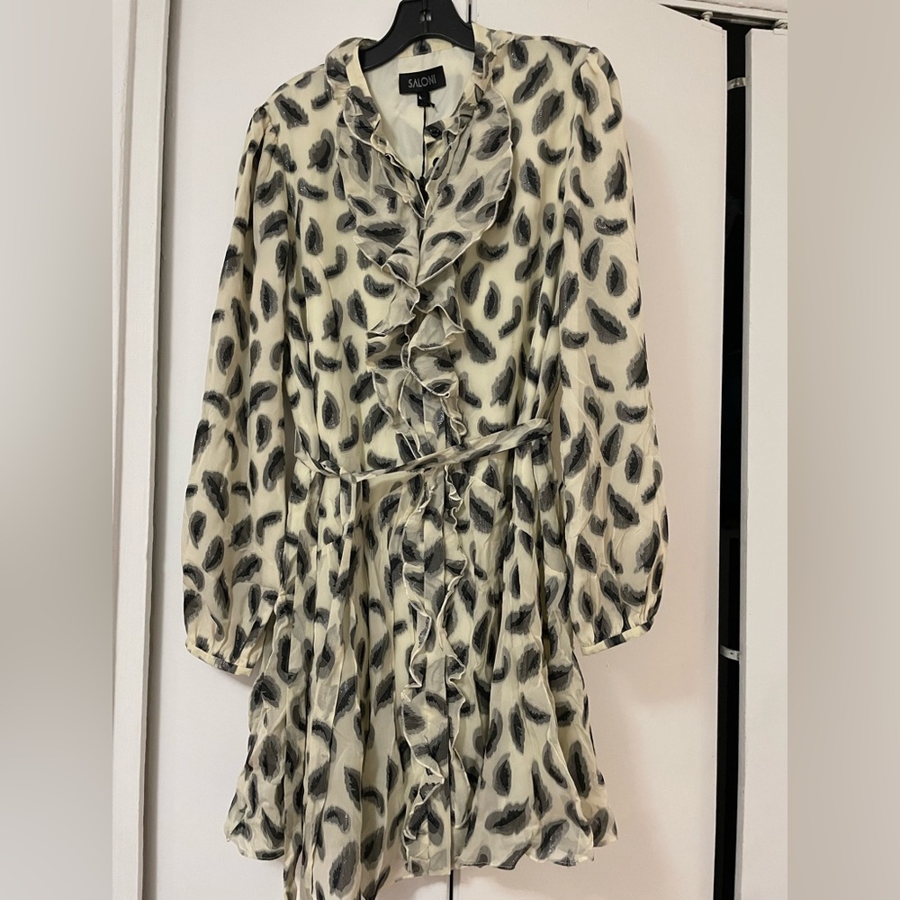 NWT Saloni Ruffle belted mini dress